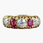 Antique Victorian Burmese Ruby Diamond Ring 1.75ct Diamond With Cert