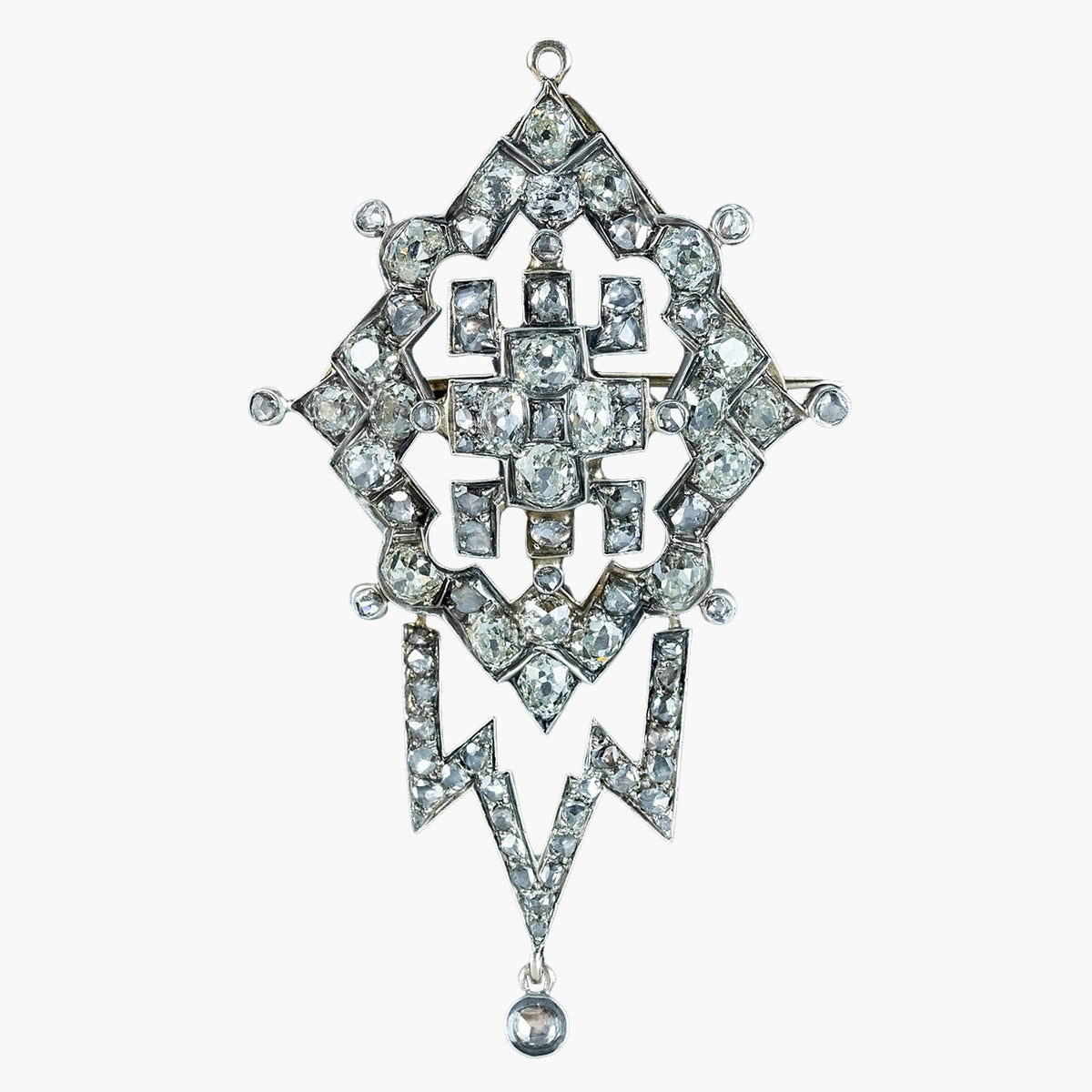 Antique Victorian Diamond Dropper Brooch 5ct Total Main image