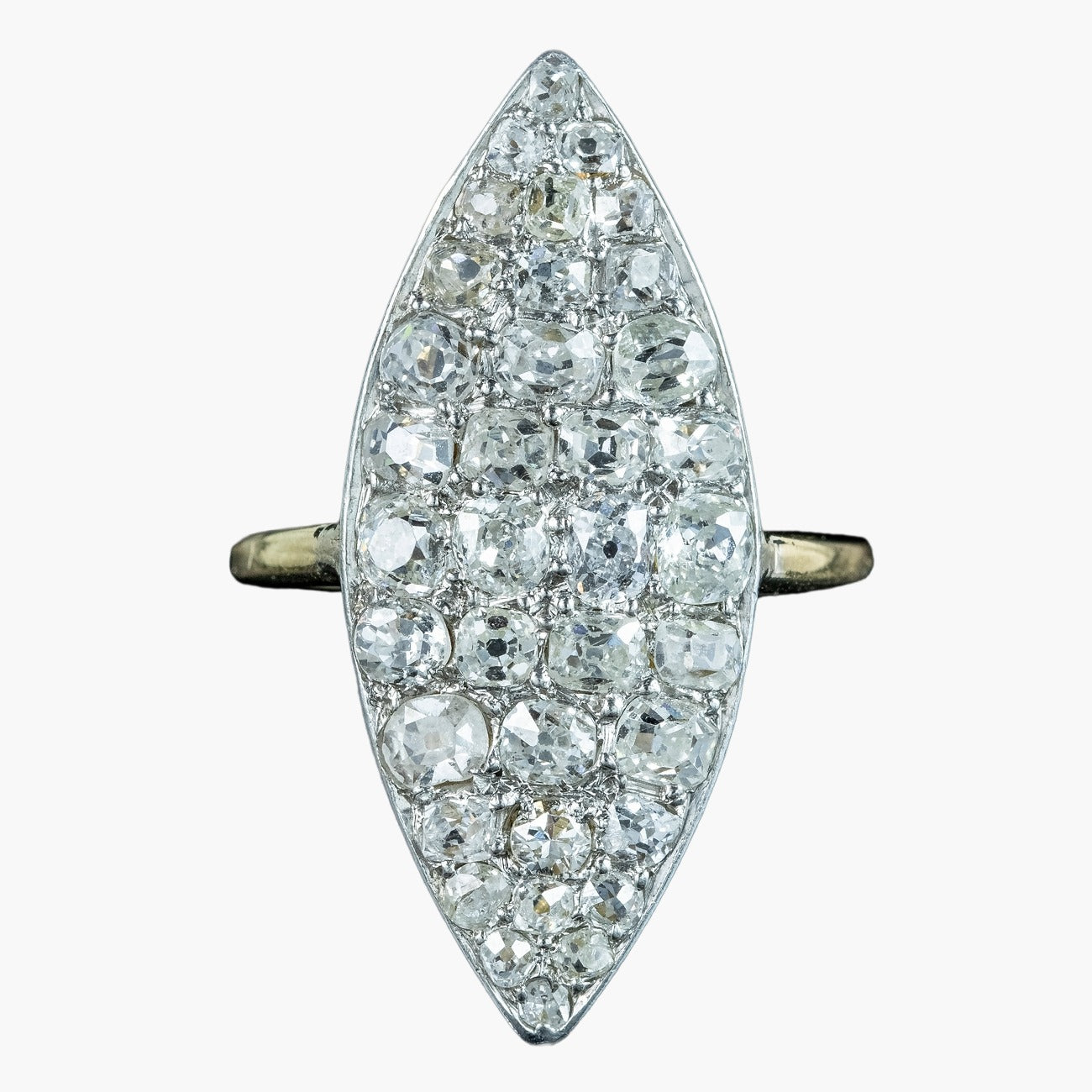 Antique Victorian Diamond Navette Cluster Ring 2.5ct Total