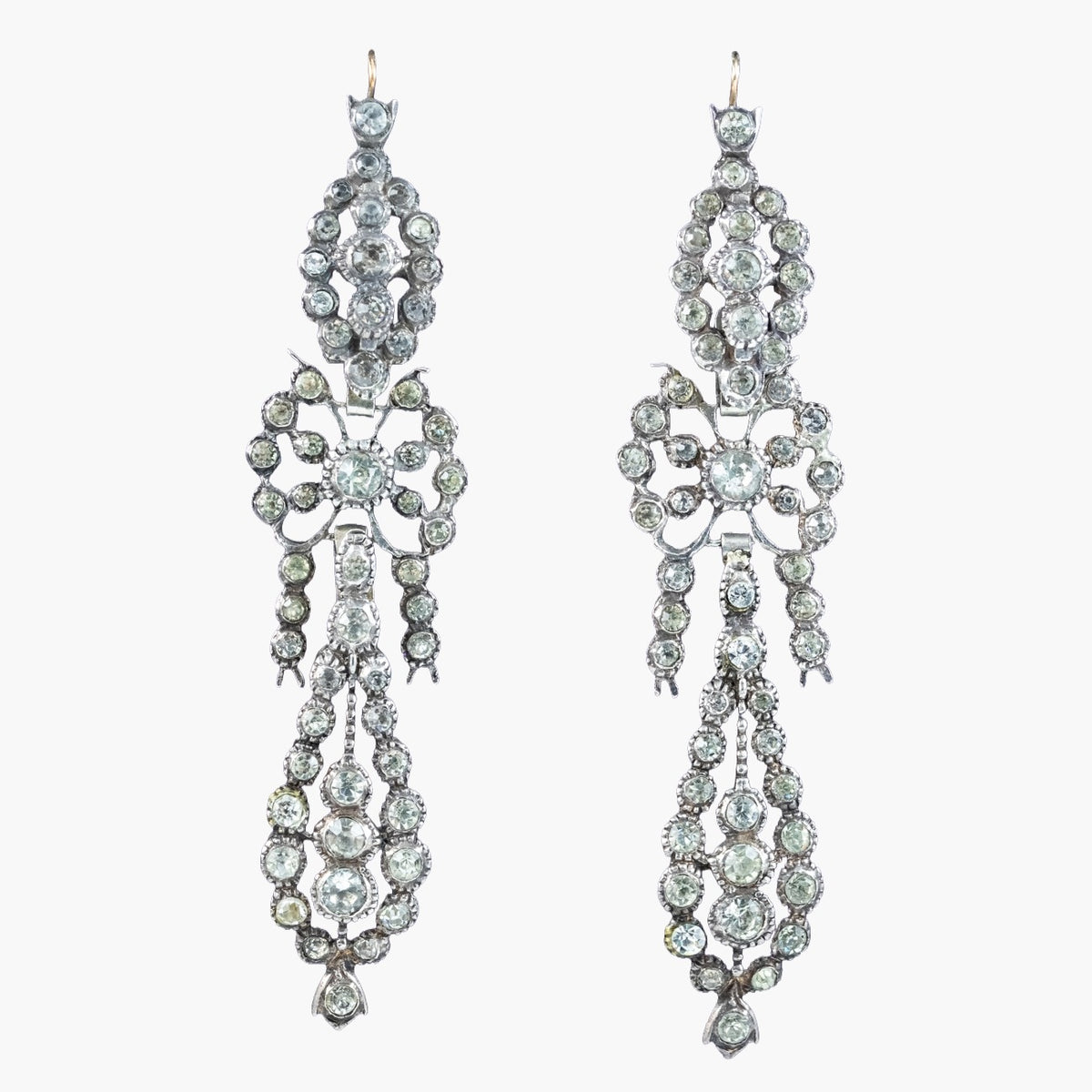 Antique Victorian French Paste Drop Earrings Silver Main image