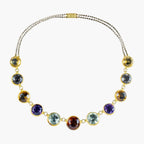 Antique Victorian Harlequin Gemstone Necklace 18ct Gold