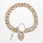 Antique Victorian Heart Lock And Key Bracelet 15ct Gold