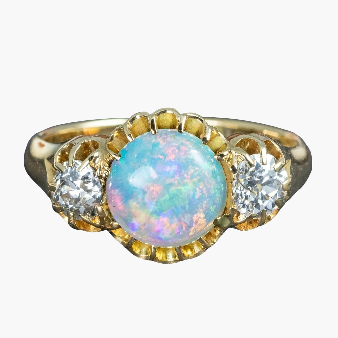Antique Victorian Opal Diamond Trilogy Ring