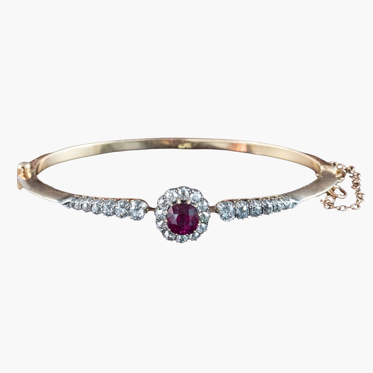 Antique Victorian Ruby Diamond Bangle 18ct Gold 1.75ct Ruby Main image