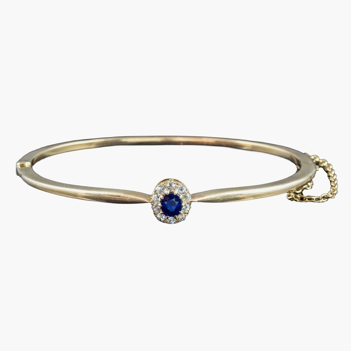 Antique Victorian Sapphire Diamond Cluster Bangle 18ct Gold