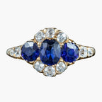 Antique Victorian Sapphire Diamond Cluster Ring 1.8ct Sapphire With Cert