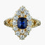 Antique Victorian Sapphire Diamond Navette Cluster Ring 1ct Sapphire