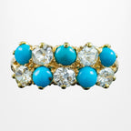 Antique Victorian Turquoise Diamond Cluster Ring 1.1ct Diamond