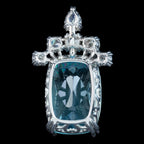 Edwardian Style Aquamarine Diamond Pendant 25.27ct Aqua With Cert