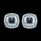 Edwardian Style Aquamarine Diamond Stud Earrings 18ct Gold 4.37ct Aquamarine