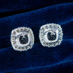 Edwardian Style Aquamarine Diamond Stud Earrings 18ct Gold 4.37ct Aquamarine