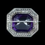 Art Deco Amethyst Diamond Brooch 18ct Gold 20ct Amethyst