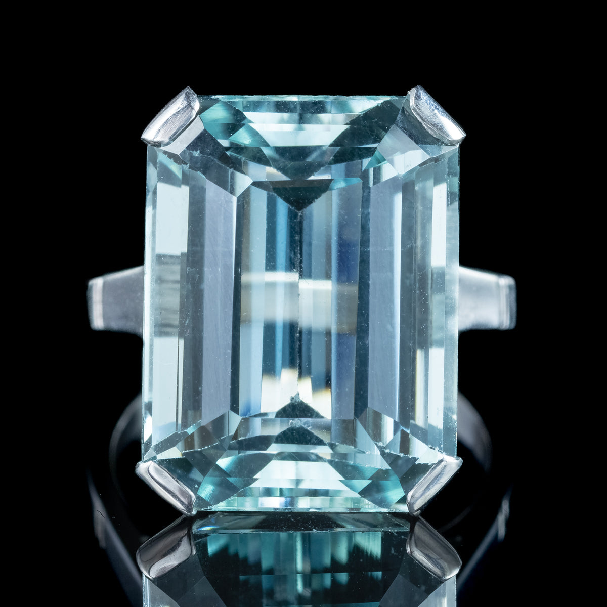 Art Deco Aquamarine Cocktail Ring 17ct Aqua
