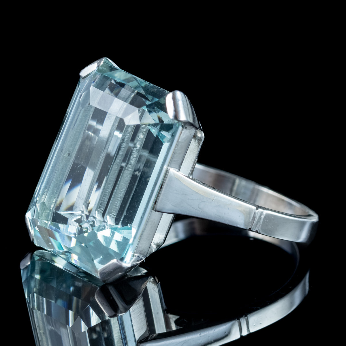 Art Deco Aquamarine Cocktail Ring 17ct Aqua