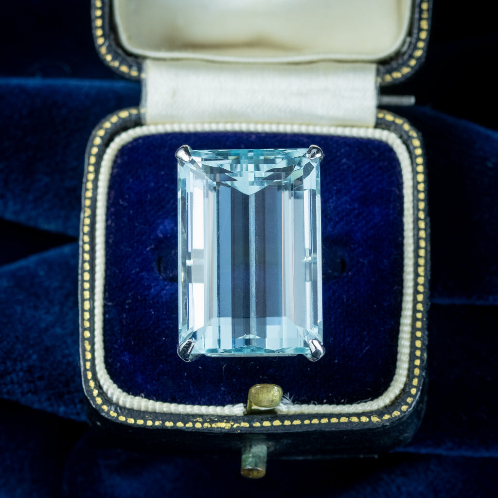 Art Deco Aquamarine Cocktail Ring 28.45ct Aqua