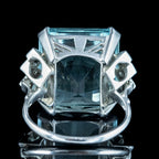 Art Deco Aquamarine Diamond Cocktail Ring 25ct Aqua