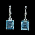 Art Deco Aquamarine Diamond Drop Earrings 18ct Gold 6.5ct Aquas
