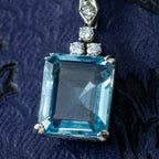 Art Deco Aquamarine Diamond Drop Earrings 18ct Gold 6.5ct Aquas