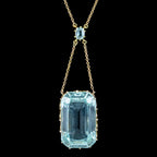 Art Deco Aquamarine Lavaliere Necklace 15ct Gold 25ct Aqua