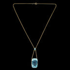 Art Deco Aquamarine Lavaliere Necklace 15ct Gold 25ct Aqua