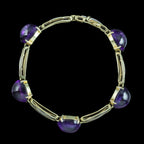 Art Deco Cabochon Amethyst Bracelet 14ct Gold
