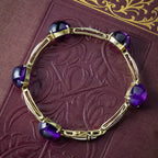 Art Deco Cabochon Amethyst Bracelet 14ct Gold
