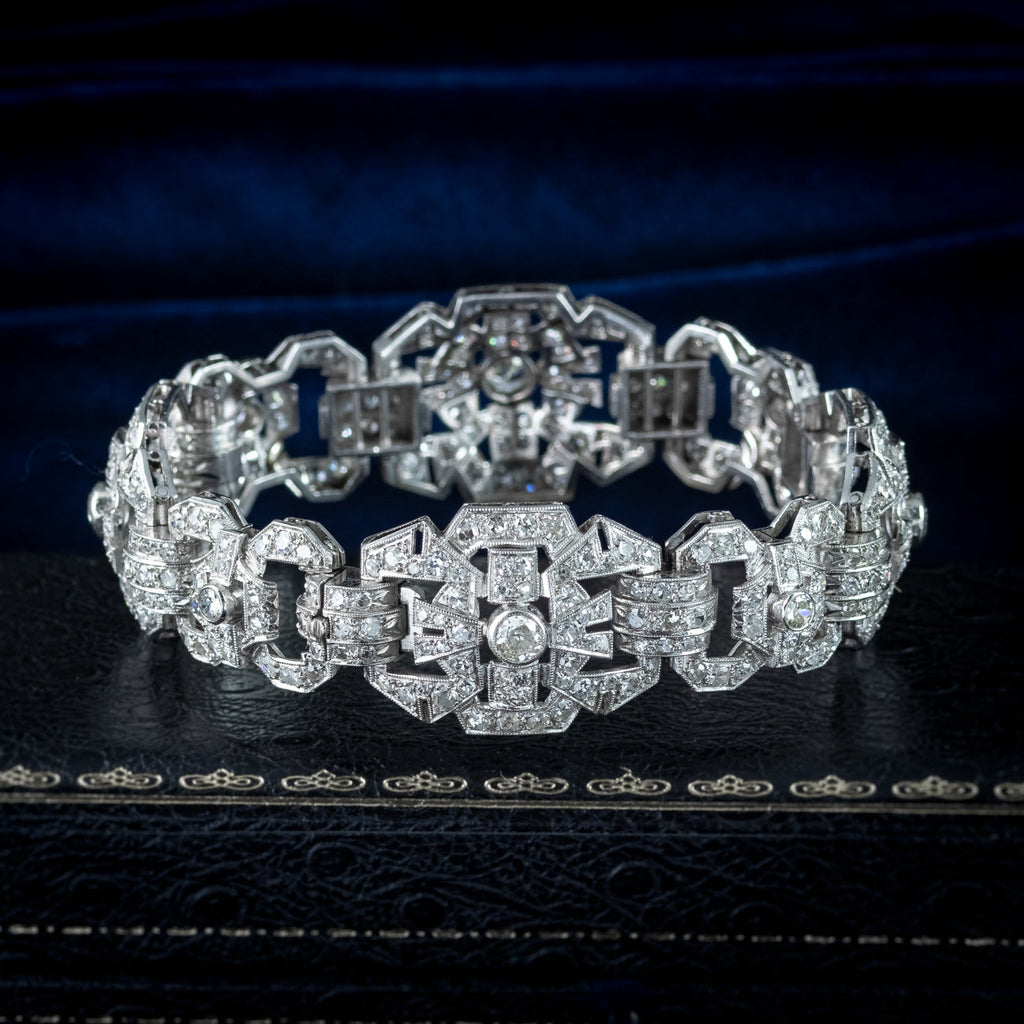 Art Deco Diamond Bracelet Platinum 9.5ct Total