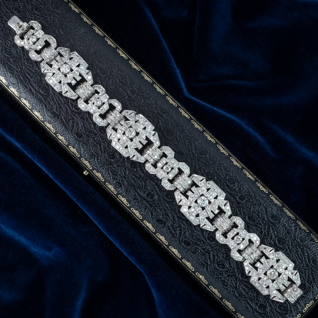 Art Deco Diamond Bracelet Platinum 9.5ct Total