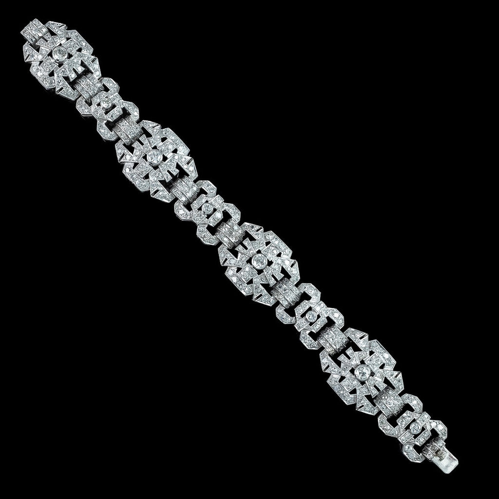 Art Deco Diamond Bracelet Platinum 9.5ct Total