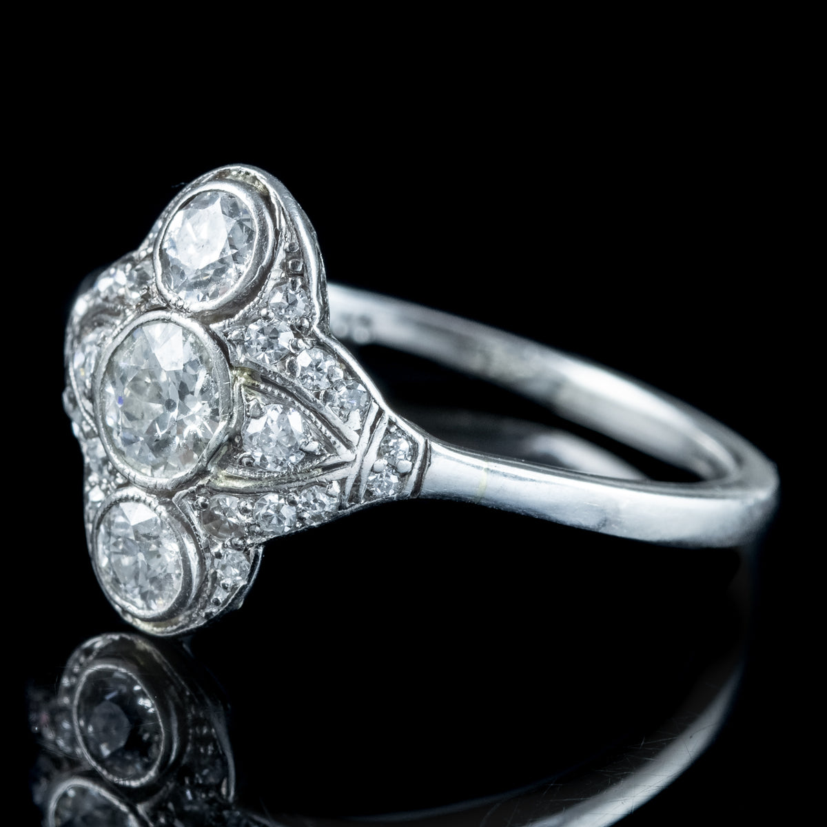 Art Deco Diamond Cluster Ring 1.2ct Total