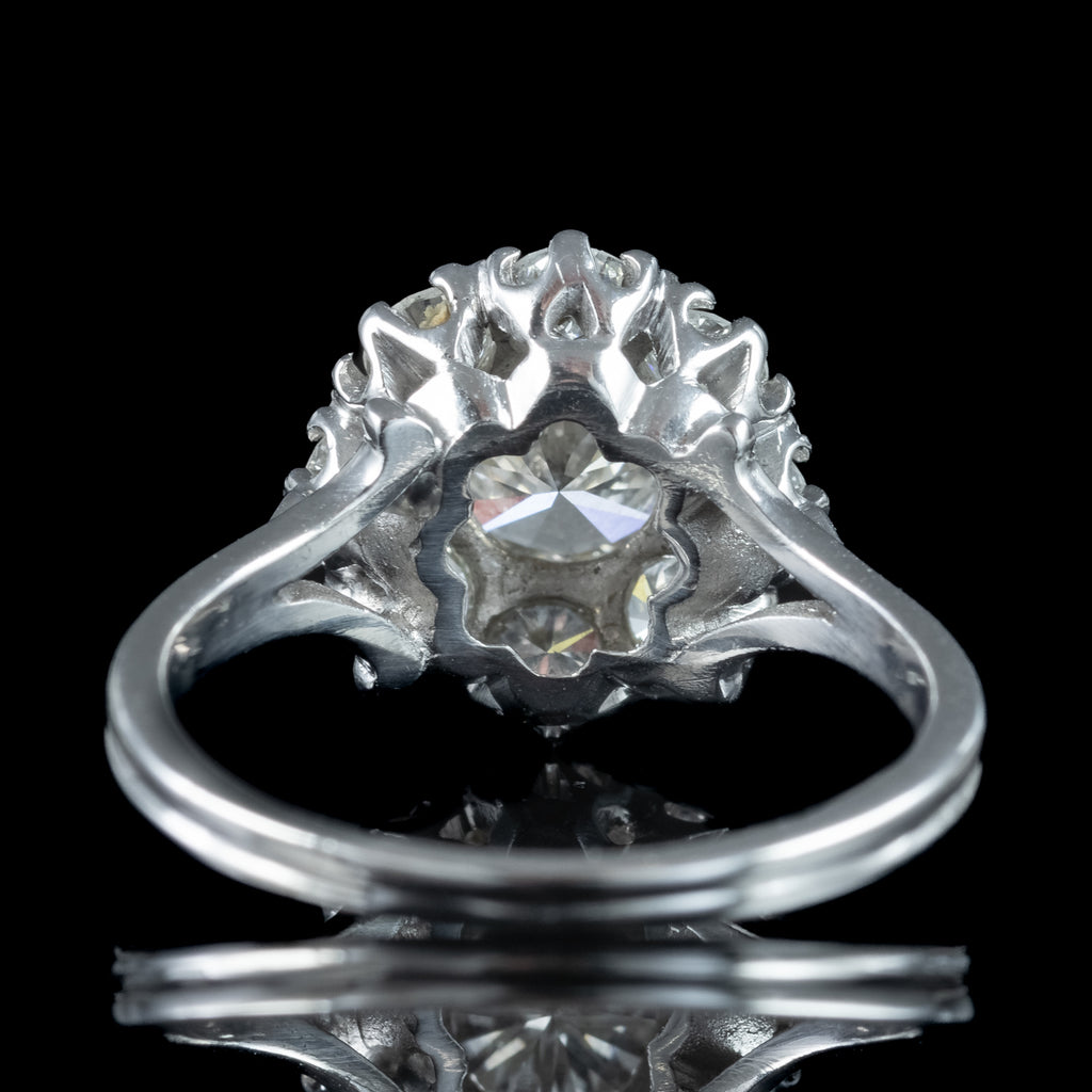 Art Deco Diamond Cluster Ring 2.2ct Total 
