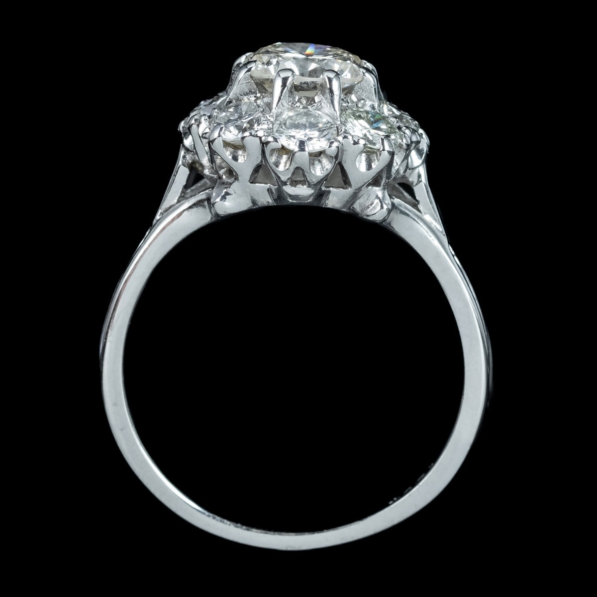Art Deco Diamond Cluster Ring 2.2ct Total 