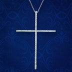 Art Deco Diamond Cross Pendant Necklace 18ct Gold