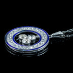 Art Deco Diamond Enamel Pendant Necklace Platinum 2.5ct Diamond
