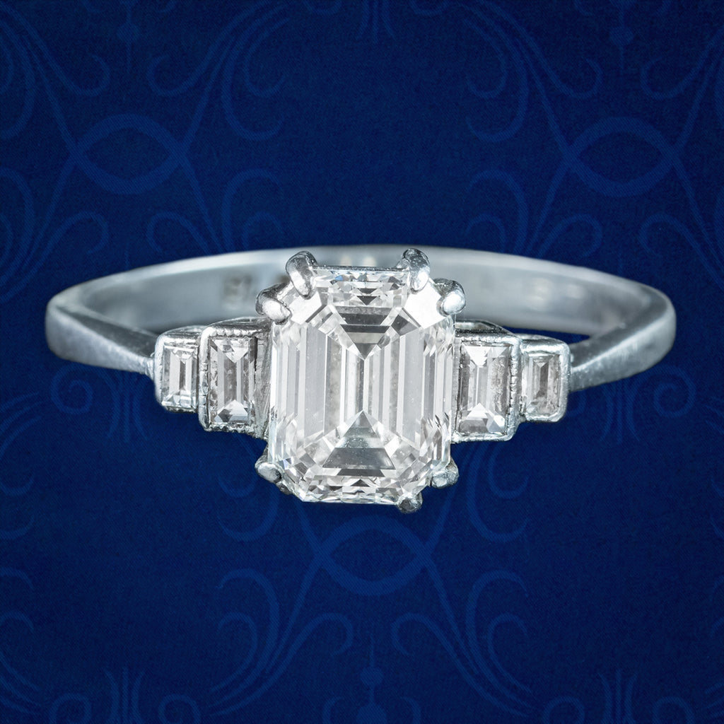 Art Deco Diamond Five Stone Ring 1.67ct Total