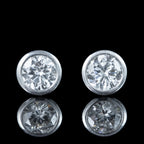 Art Deco Diamond Solitaire Stud Earrings 18ct Gold 1.2ct Total 