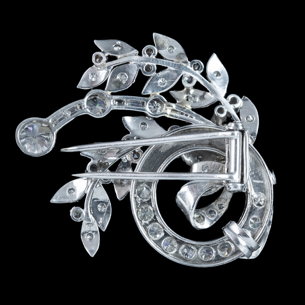 Art Deco Diamond Spray Brooch 18ct Gold 2.5ct Diamond