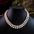 Art Deco Double Strand Pearl Necklace 18ct Gold Diamond Clasp