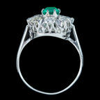 Art Deco Emerald Diamond Cluster Ring 0.38ct Emerald 