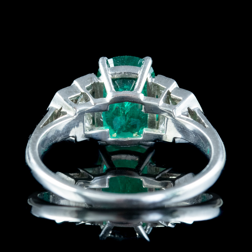 Art Deco Emerald Diamond Ring 1.67ct Emerald With Cert  