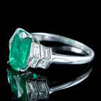 Art Deco Emerald Diamond Ring 1.67ct Emerald With Cert  