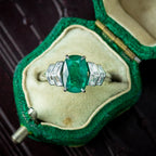 Art Deco Emerald Diamond Ring 1.67ct Emerald With Cert  