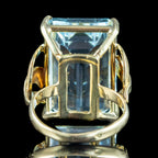 Art Deco French Aquamarine Cocktail Ring 26.24ct Aqua