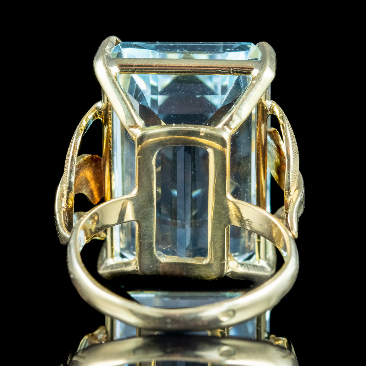 Art Deco French Aquamarine Cocktail Ring 26.24ct Aqua