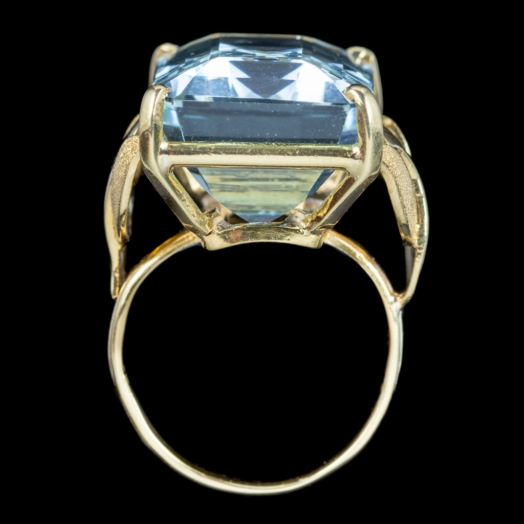 Art Deco French Aquamarine Cocktail Ring 26.24ct Aqua