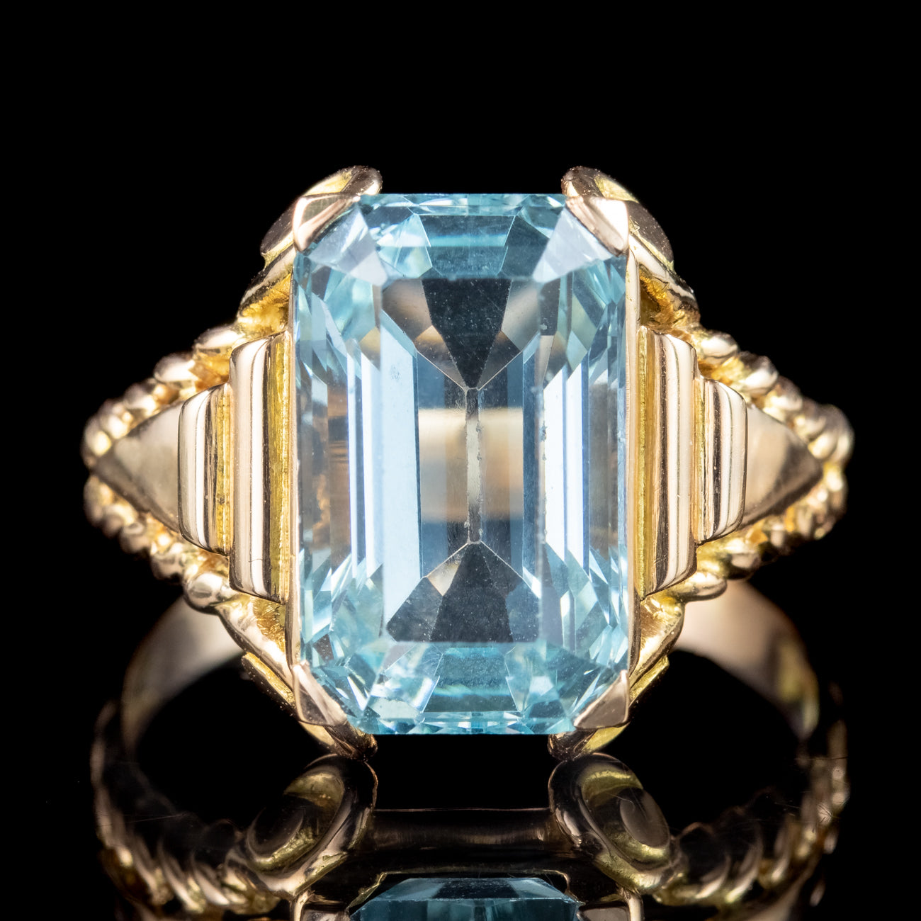 Art Deco French Aquamarine Ring 6.6ct Aqua Secondary image