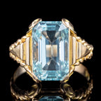 Art Deco French Aquamarine Ring 6.6ct Aqua