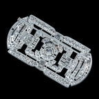 Art Deco French Diamond Brooch 18ct Gold 4.89ct Total With Box
