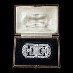 Art Deco French Diamond Brooch 18ct Gold 4.89ct Total With Box