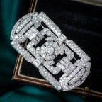 Art Deco French Diamond Brooch 18ct Gold 4.89ct Total With Box